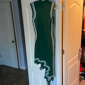 Asymmetrical knitted midi dress